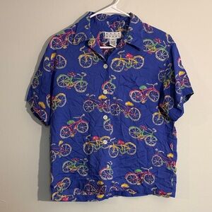 Beck Sports Blue Bicycle Print Shirt size medium